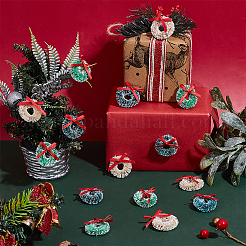 30 couronne de Noël à suspendre en polyester et sisal de chanvre&nbsp;HJEW-WR0001-22B