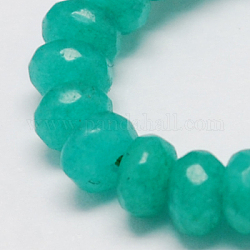 Natural Jade Bead Strands, Dyed, Faceted, Rondelle, Light Sea Green, 8x5mm, Hole: 1mm, 14.9 inch