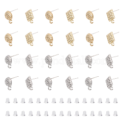 Chgcraft 24 pièce 4 styles de boucles d'oreilles en alliage martelé, placage en rack avec 925 épingles en argent sterling et boucles verticales avec 30 poussoirs d'oreilles en plastique, platine et or clair