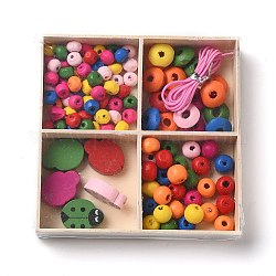 Ensemble de bijoux en bois d'érable, thème de la journée des enfants, kits de fabrication de bricolage, couleur mixte, scarabée, 19x14x6.5mm, Trou: 2mm