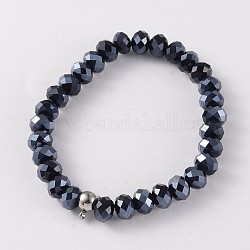 Fabrication de bracelet extensible en perles de verre à fil élastique coréen, avec accessoires en 304 acier inoxydable, noir, 2-1/8 pouce (5.5 cm)