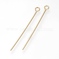 304 Stainless Steel Eye Pin, Golden, 25mm, Hole: 2mm, Pin: 0.7mm, about 58pcs/5g