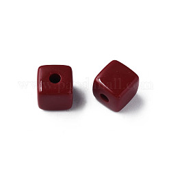Perles acryliques opaques, cube, rouge foncé, 12.5x12.5x12.5mm, Trou: 3.5mm, environ 263 pcs/500 g