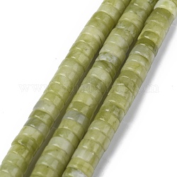 Brins de perles de jade du sud chinois en jade xinyi naturel, perles heishi, Plat rond / disque, 6x3mm, Trou: 1mm, Environ 119~131 pcs/chapelet, 14.76~15.74 pouce (37.5~40 cm)