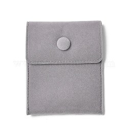Бархатные мешочки для хранения украшений, прямоугольные сумки для украшений с застежкой-кнопкой, для сережек, хранение колец, светло-серый, 9.7~9.75x7.9 см