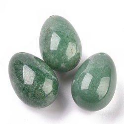 Colgantes naturales aventurina verde, piedra de huevo de pascua, 31x20x20mm, agujero: 2 mm