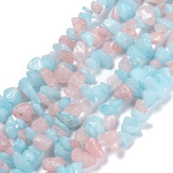 Chapelets de perles de jade blanche naturelle, imitation morganite, puce, teinte, 3~16x3~8mm, Trou: 0.7mm, 32.28'' (82 cm)