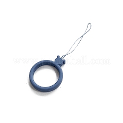Silikon-Handy-Fingerringe, Fingerring kurze hängende Lanyards, Stahlblau, 9.8 cm, Ring: 30 mm
