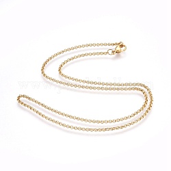 304 Edelstahl rolo Kette Halsketten, mit 304 Edelstahl Perlen und Verschlüsse, golden, 17.5 Zoll (44.8 cm), 2 mm