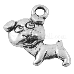 Tibetan Silver Pendants, Dog, Lead Free, Cadmium Free and Nickel Free, Antique Golden, about 17.5mm long, 12mm wide, 3.5mm thick, hole: 2mm