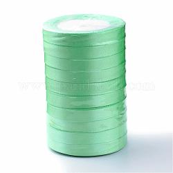Single Face Satin Ribbon, Polyester Ribbon, Breast Cancer Pink Awareness Ribbon Making Materials, Valentines Day Gifts, Boxes Packages, Light Green, 1/2 inch(12mm), about 25yards/roll(22.86m/roll), 250yards/group(228.6m/group), 10rolls/group