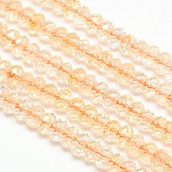 Natural Citrine Rondelle Bead Strands, Faceted, Dyed & Heated, 8x5mm, Hole: 1mm, about 80pcs/strand, 15.7 inch