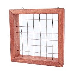 Wooden Photo Frame Making, for Hydroponics Flower, with Iron Wire, Square, Coral, 20x19.9x4.65cm