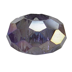 Perles européennes en verre, Perles avec un grand trou   , pas de noyau métallique, facette, rondelle, violet, 14x8mm, Trou: 5mm