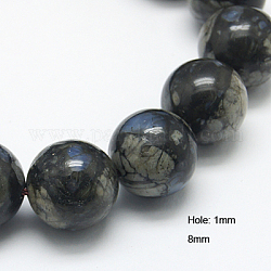 Chapelets de perles d'opale grise naturelle, ronde, 8mm, Trou: 1mm, Environ 55 pcs/chapelet, 15.5 pouce