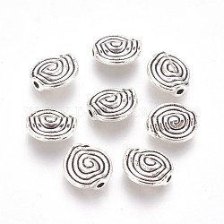 Tibetischer stil legierung perlen, Bleifrei und cadmium frei, Flachrund, Antik Silber Farbe, 11.5x4 mm, Bohrung: 1.5 mm