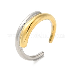 304 Edelstahl-Manschette mit doppellagigen Ringen, echt vergoldet & echt platiniert, uns Größe 7 (17.3mm)