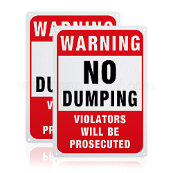 Panneaux d'avertissement en aluminium protégés contre les uv et imperméables globleland, avertissement pas de dumping - les contrevenants seront poursuivis, rouge, 250x180x1mm, Trou: 4mm