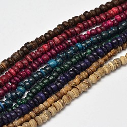 Chapelets de perles en rondelles de noix de coco naturelles, couleur mixte, 4~8x2~6mm, Trou: 1mm, Environ 108 pcs/chapelet, 15 pouce