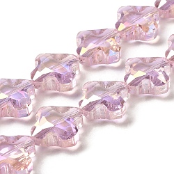 Chapelets de perles en verre électroplaqué, de couleur plaquée ab , trèfle, rose, 22x22x10mm, Trou: 1.4mm, Environ 30 pcs/chapelet, 25.98 pouce (66 cm)