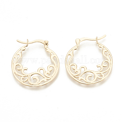 Brass Leverback Hoop Earrings, Nickel Free, Real 18K Gold Plated, 30x27x1mm, Pin: 1mm
