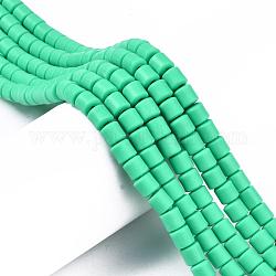 Polymer-Ton bead Stränge, Kolumne, Frühlingsgrün, 5~7x6 mm, Bohrung: 1.5~2 mm, ca. 61~69 Stk. / Strang, 15.74 Zoll