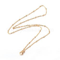 304 из нержавеющей стали кабель цепи ожерелья, с карабин-лобстерами , золотые, 17.91 дюйм (45.5 см), 1.5 мм