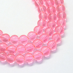 Chapelets de perles rondes en verre transparent peint, rose, 8.5~9mm, Trou: 1.5mm, Environ 105 pcs/chapelet, 31.8 pouce