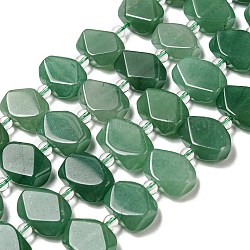 Chapelets de perles en aventurine vert naturel, avec des perles de rocaille, rectangle facettes, 12~14.5x16~18x5~7mm, Trou: 1.2mm, Environ 23 pcs/chapelet, 14.84 pouce (37.7 cm)