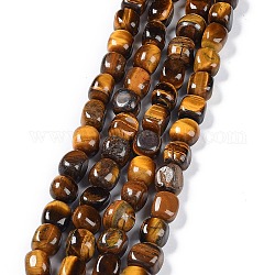 Natürlichen Tigerauge Perlen Stränge, Nuggets Trommelstein, 6.5~15x7~14x7~14 mm, Bohrung: 1~1.4 mm, ca. 32~33 Stk. / Strang, 15.16~ 15.75 Zoll (38.5~40 cm)