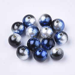 Perles en plastique imitation perles arc-en-abs, perles de sirène gradient, ronde, bleu minuit, 9.5~10x9mm, Trou: 1.6mm, environ 1000 pcs/500 g