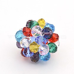 Transparent Glass Crystal Beaded Round Beads, Colorful, 27mm, Beads: 8mm