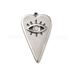 304 Stainless Steel Pendant Cabochon Settings, Heart with Evil Eye, Stainless Steel Color, Tray: 2.5mm, 27x16x2mm, Hole: 1.5mm