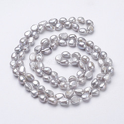 Colliers de perles de nacre naturelle, couleur d'argent, 46.4 pouce ~ 47.2 pouces (1180 mm ~ 1200 mm)