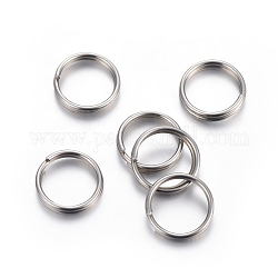304 anelli portachiavi in ​​acciaio inox, anelli di salto a doppio anello, colore acciaio inossidabile, 10x1.4mm, diametro interno: 8.5mm, singolo filo: 0.7mm