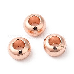 Brass Beads, Cadmium Free & Lead Free, Rondelle, Long-Lasting Plated, Rose Gold, 6x3.5mm, Hole: 2.5mm