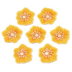 Computergesteuerte Stickerei Vlies selbstklebende Patches, mit Polyesterfaden Kostümzubehör, Blume, orange, 26.5x27.5x2 mm