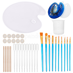 Gorgecraft DIY Palette Drawing Board Making Kits, with Silicone Molds, Art Brushes, Silicone 100ml Measuring Cup, Plastic Transfer Pipettes, Birch Wooden Craft Ice Cream Sticks, Latex Finger Cots, White, 299x215x8mm, Hole: 20.5x30mm, 1pc