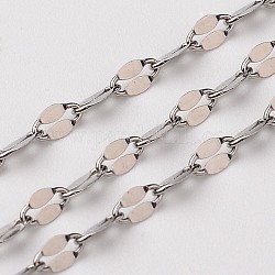304 Stainless Steel Dapped Chains, Cable Chains, Soldered, Decorative Chain, with Flat Oval Connector, Stainless Steel Color, 4.2x2.2mm