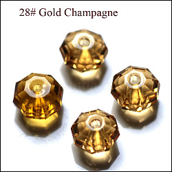 Imitation österreichischen Kristallperlen, Klasse aaa, facettiert, Achteck, golden, 6x4 mm, Bohrung: 0.7~0.9 mm