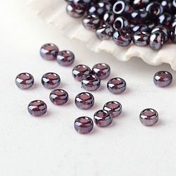 12/0 grade a perles de rocaille en verre rondes, couleurs transparentes lustered, violet, 2x1.5mm, Trou: 0.5mm, environ 45000 pcs / livre