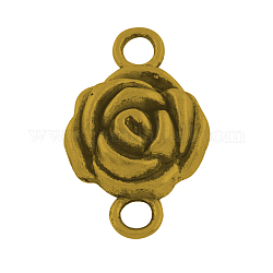 Tibetan Style Alloy Rose Links Connectors, Lead Free, Antique Golden, 26x16x6.5mm, Hole: 3.5mm, about 295pcs/1000g