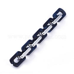 Cadenas de cable de acrílico hechas a mano, con anillos de unión de plástico ccb, azul oscuro, link: 20x30.5x5 mm, 20x30x6mm, aproximadamente 39.37 pulgada (1 m) / hebra
