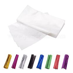 Cellophane Bags Sets, with Plastic Wire Twist Ties, Mixed Color, 25x12.05cm, 200pcs/set