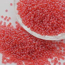 6/0 Perlas de semillas de vidrio, Grado A, redondo, colores transparentes Abrillantado, cereza, 3.6~4.0mm, agujero: 1.2 mm, aproximamente 5000 unidades / libra