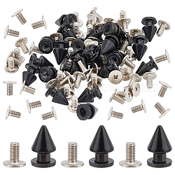 Gorgecraft 100 juego de remaches de aleación de aluminio, con el tornillo, para monedero bolso zapatos punk rock cuero artesanía ropa cinturón, cono, negro, 13x8mm, agujero: 2.8 mm