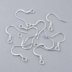 304 Stainless Steel French Earring Hooks, Flat Earring Hooks, Ear Wire, Silver, 17~18x16x1.5mm, Hole: 2.5mm, 20 Gauge, Pin: 0.8mm