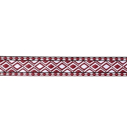 エスニック風刺繍ポリエステルリボン  ジャカードリボン  服飾材料  菱形模様  暗赤色  1-1/4インチ（31.5mm）