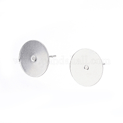 Accessoires de puces d'oreilles en 304 acier inoxydable, couleur inoxydable, 12x12mm, pin: 0.8 mm