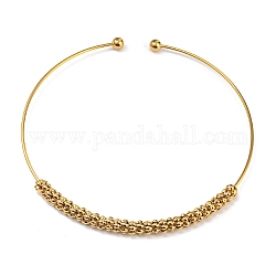 Vacuum Plating 202 Stainless Steel Rondelle Beaded Choker Necklaces, Rigid Necklaces for Women, Golden, Inner Diameter: 5.43 inch(13.8cm)